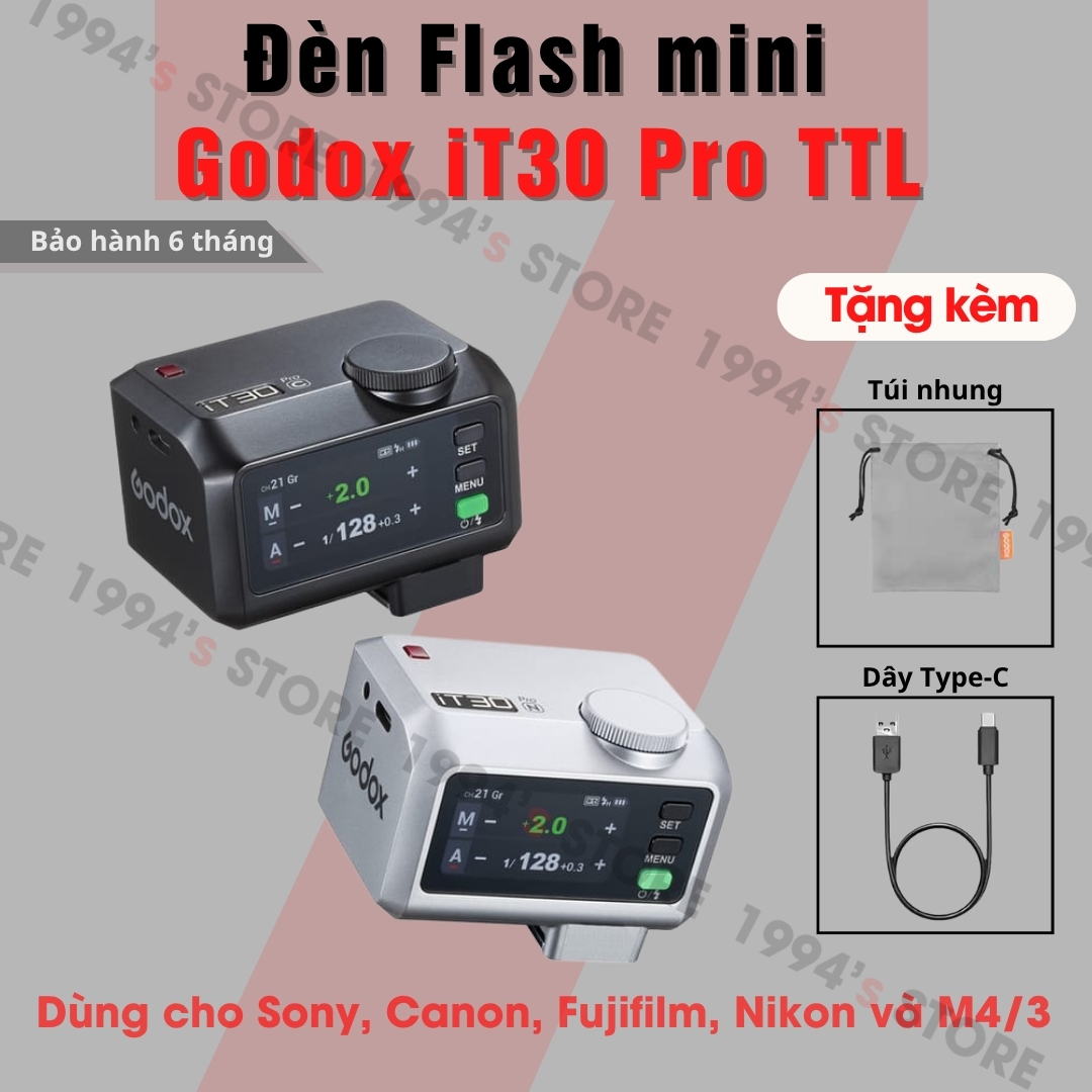 Đèn mini Flash Godox iT30 Pro - Có Auto - Pin sạc 560 shots - Có TTL - Làm Trigger - Type C - Dùng c