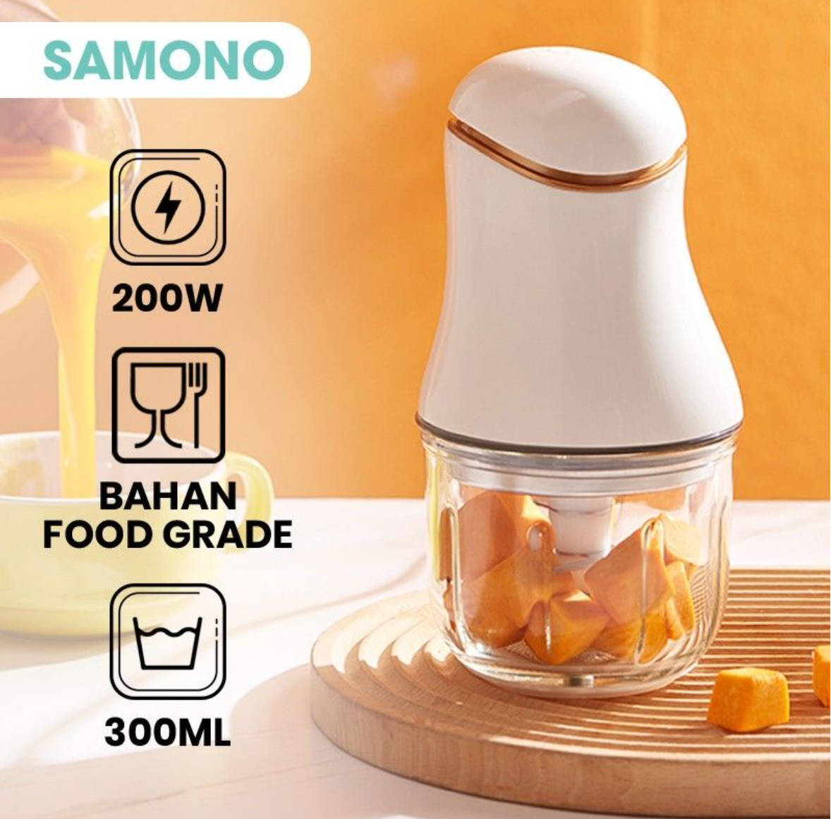 Máy xay thực phẩm mini đa năng SAMONO SW099 xay thịt tỏi ớt công suất 200W