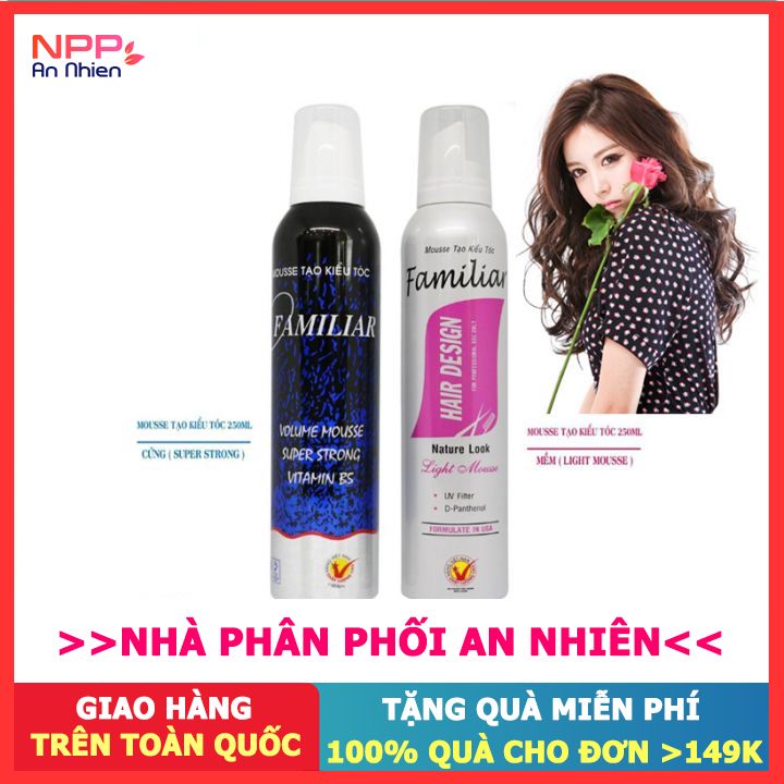 Bộ Đôi Mousse Tạo Kiểu Tóc Familiar Nature Look & Super Strong Chai 250Ml