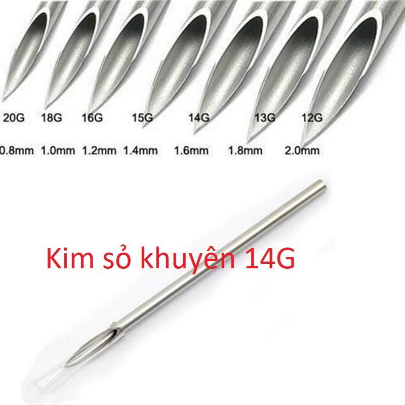 Set 10 Kim Sỏ Khuyên Size 14G