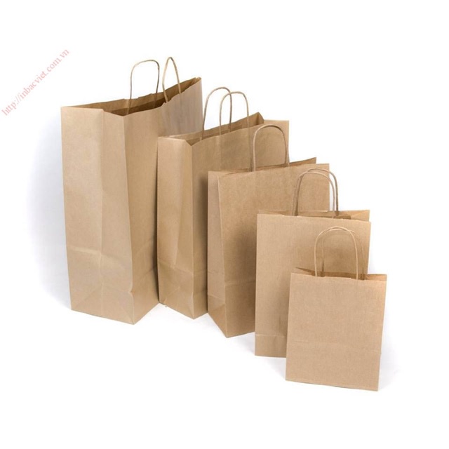 Túi giấy nâu Kraf có quai túi xi măng đựng quà