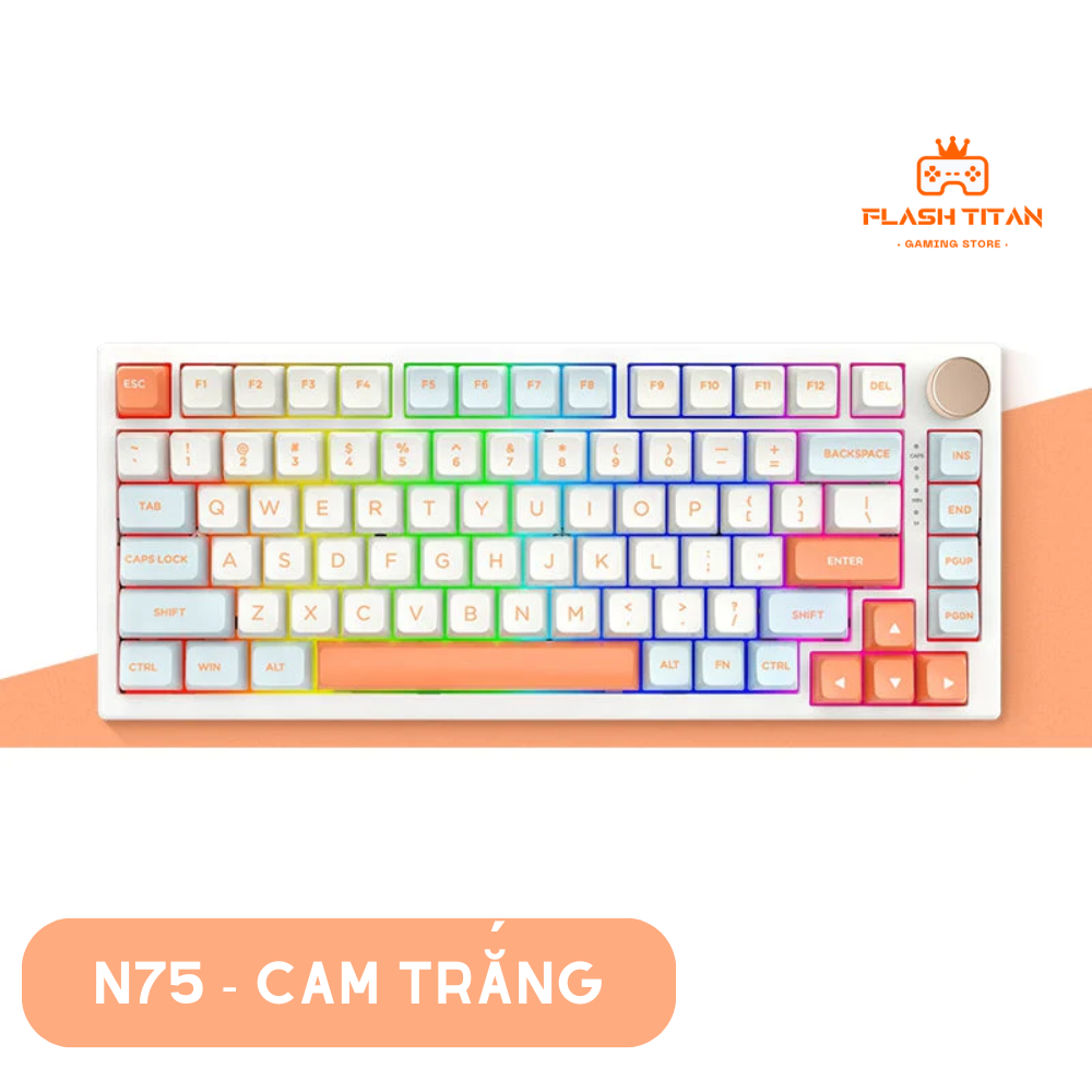 Bàn phím cơ không dây VGN N75 PRO - Hỗ trợ Hotswap - Led RGB nhiều chế độ - Phiên bản 2023 có núm xo