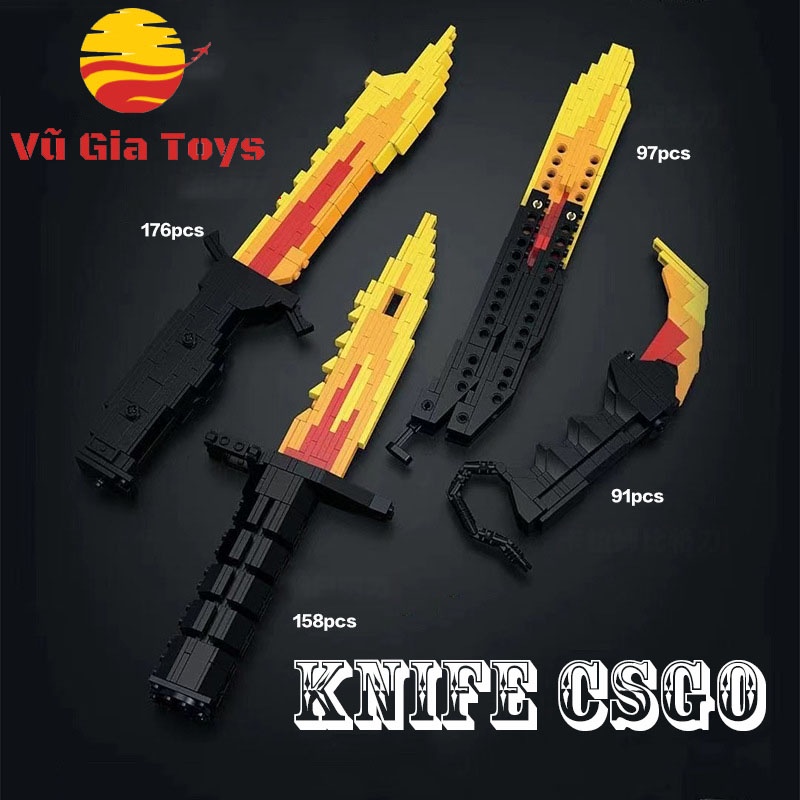 Đồ Chơi Lắp Ráp Mô Hình Knife CSGO Butterfly / M9 bayonet / Karambit / Flip / Bowie / Marble Fade Vớ