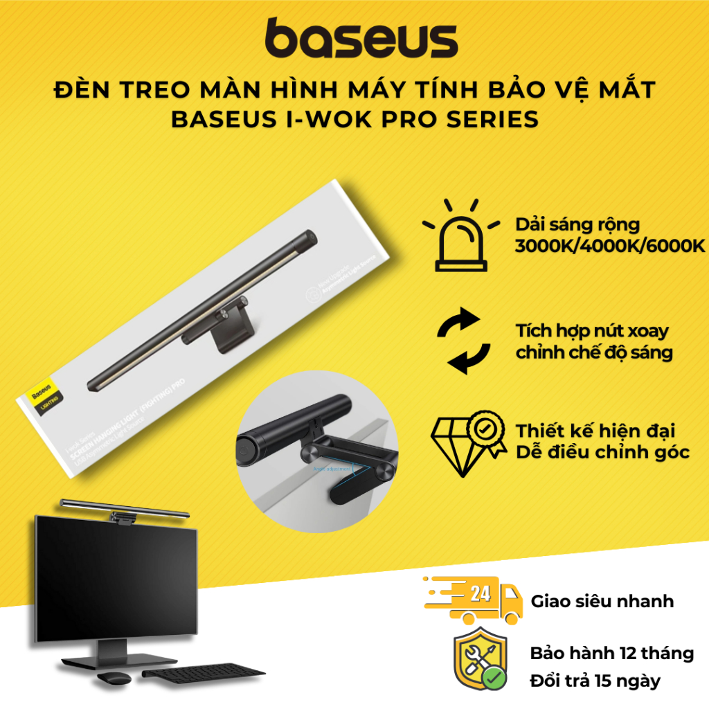 Đèn treo màn hình chống chói bảo vệ mắt Baseus i-work Pro Series (USB Stepless Dimming Screen Hanging light)