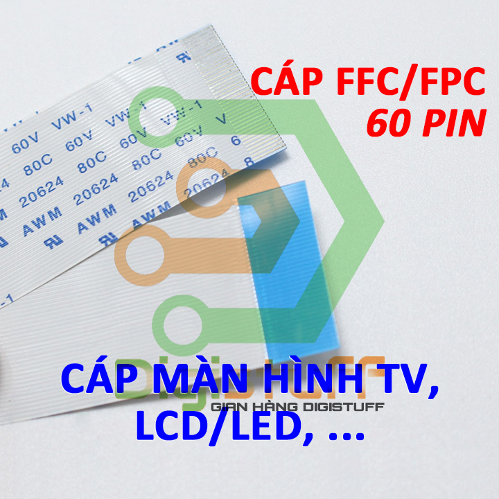 Cáp bẹ 60 pin thay cáp bo t-con ( tcon ) Tivi TV AWM 20624 AWM 20861 thay thế một số model màn hình