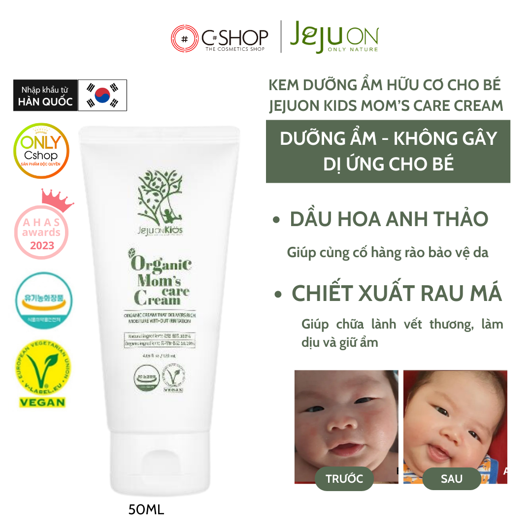 Kem dưỡng ẩm hữu cơ không gây dị ứng cho bé Jejuon Kids Mom’s Care Cream 120ml