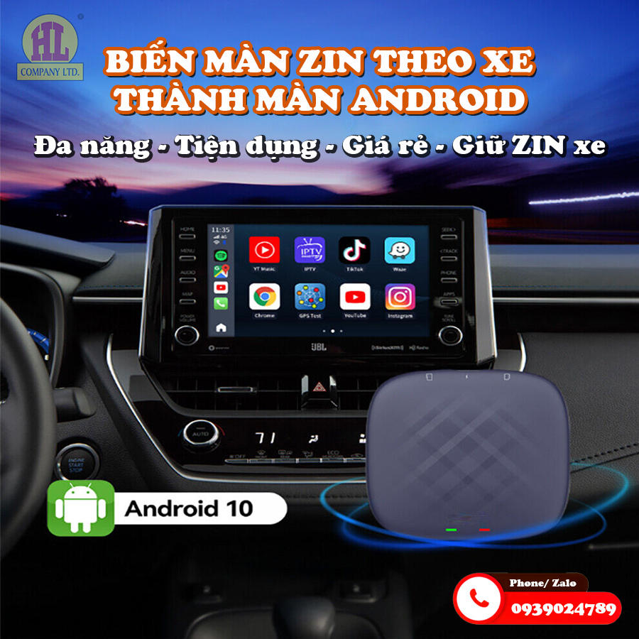 Bộ Carplay Android Box lắp Sim 4G - Biến Màn Zin ô tô Thành Màn Hình Android - Ram 4G Rom 64GB