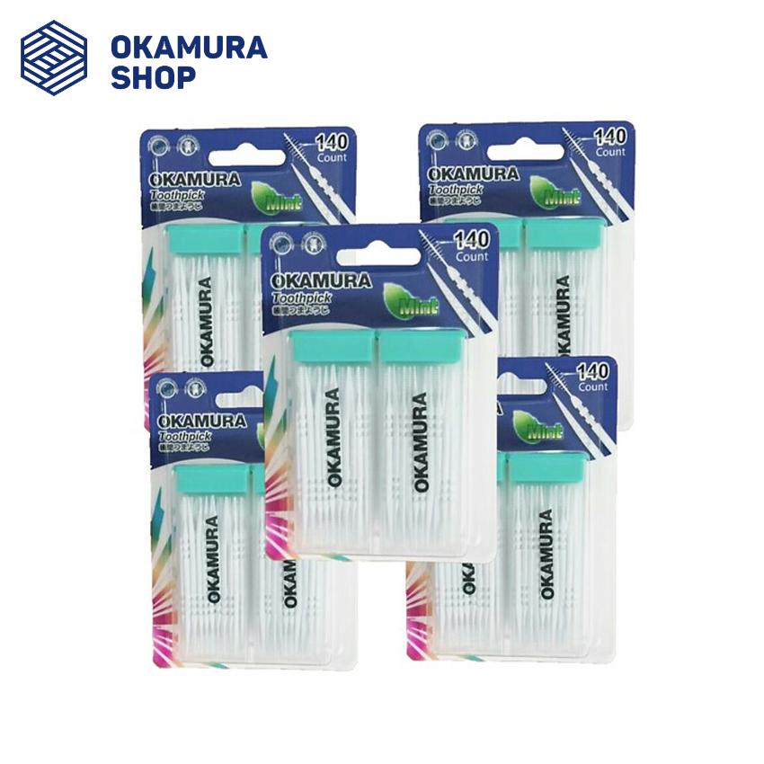 [Hcm]Okamura - Combo 5 Hộp Tăm Nhựa Cao Cấp 140 Cây