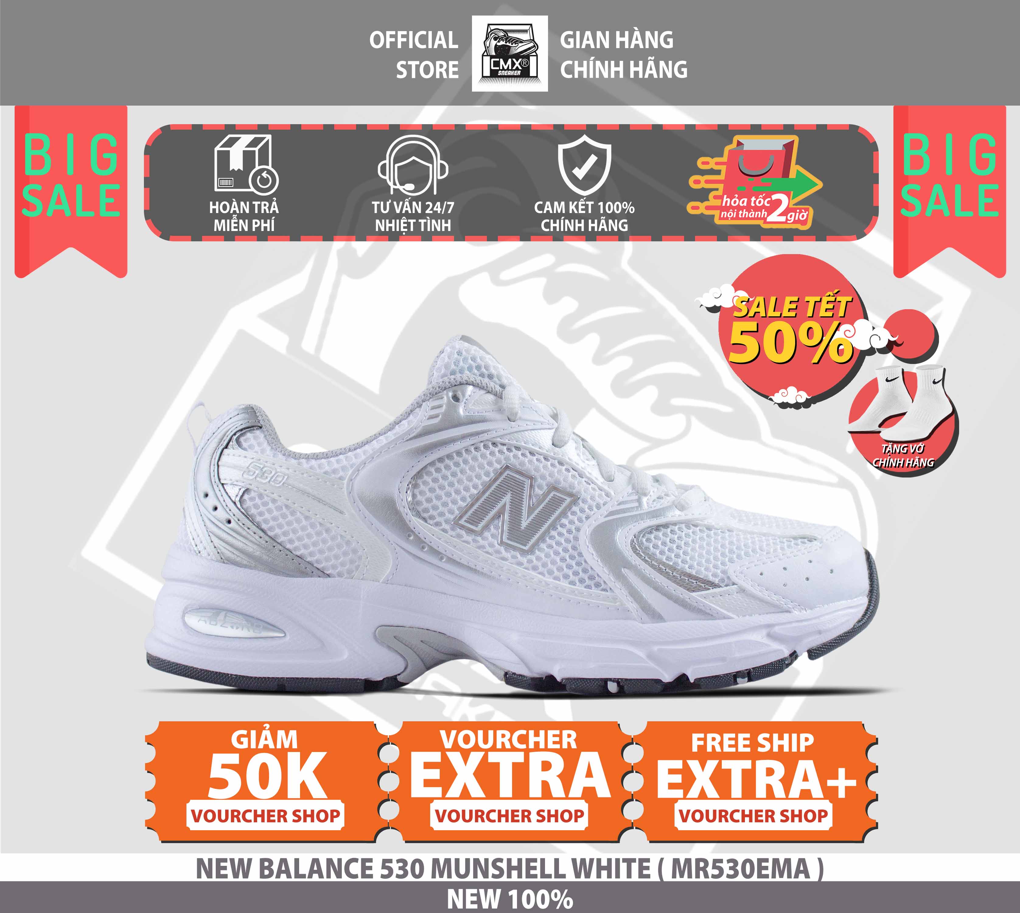😘 [ HÀNG CHÍNH HÃNG CÓ SẴN ] Giày New Balance 530 Munsell White  ( MR530EMA ) - HÀNG CHÍNH HÃNG 100%