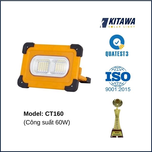 CT160 Đèn Cầm Tay Năng Lượng Mặt Trời KITAWA 60W - Dành Cho Cắm Trại Leo Núi Làm Việc Ngoài Trời