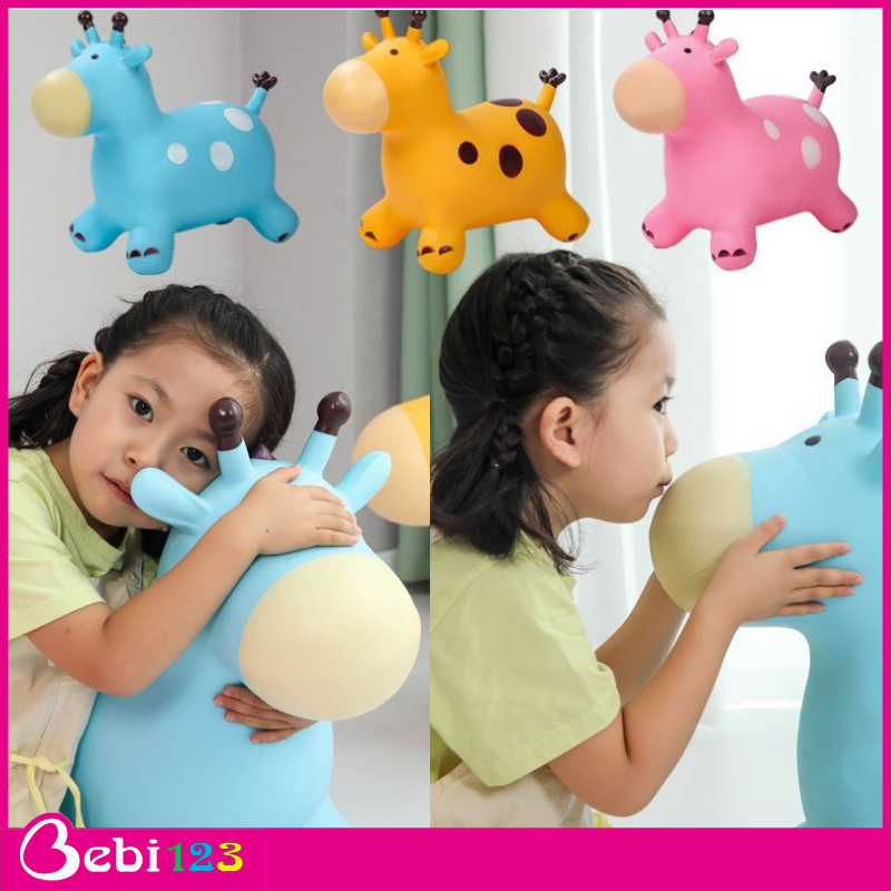 Thú nhún Hươu phát nhạc bơm hơi chất liệu PVC cao cấp an toàn cho bé