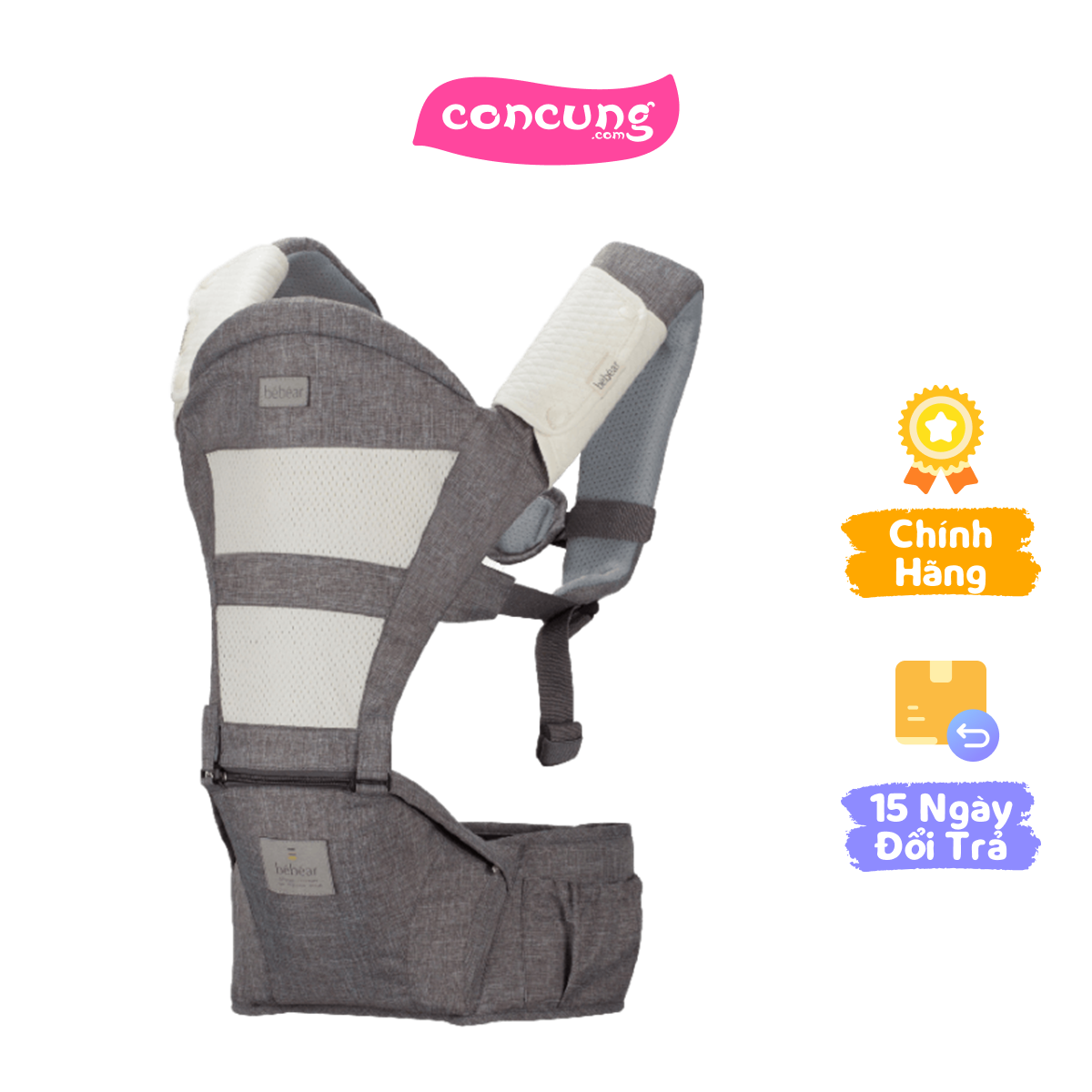 Địu có bệ đỡ cho bé C11 BeBéar (xám)