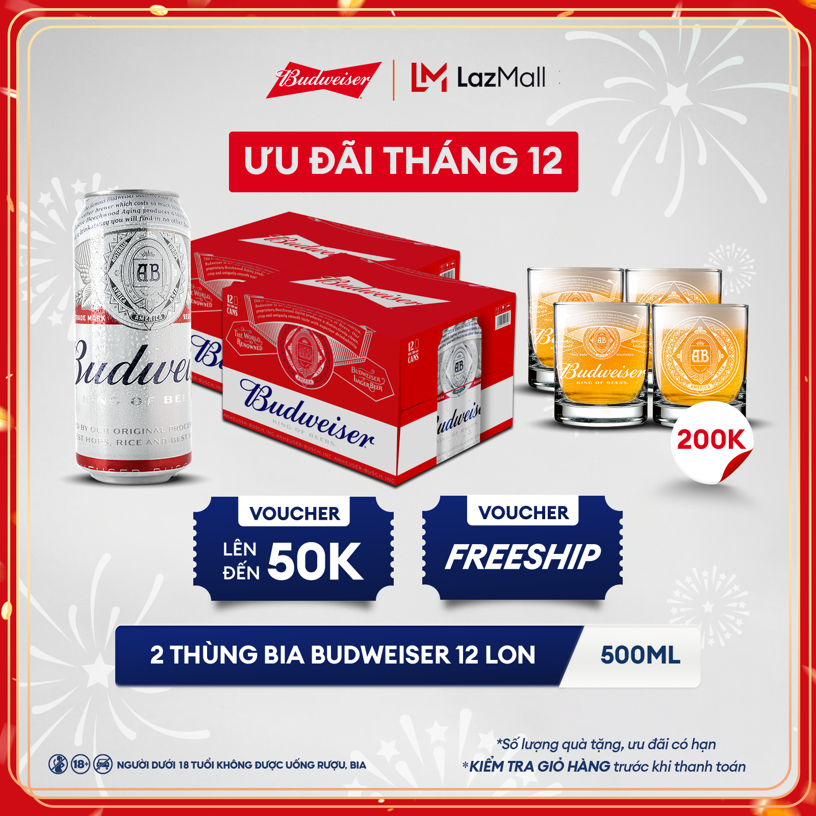 Combo 2 Thùng 12 Lon Bia Budweiser (500ml/lon)