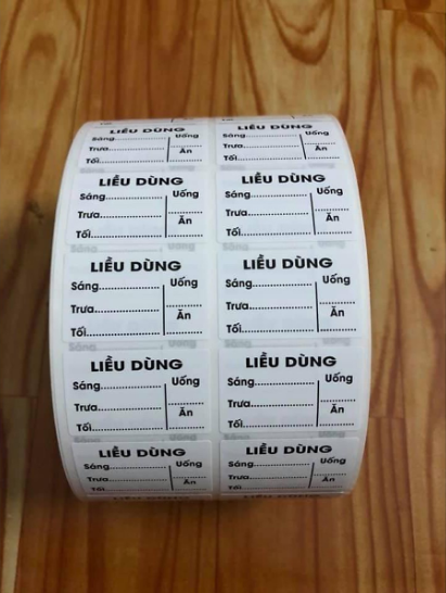 Tem dán nhà thuốc - chia liều dùng 2000 tem / cuộn TEM CHIA LIỀU MẪU SẴN 1
