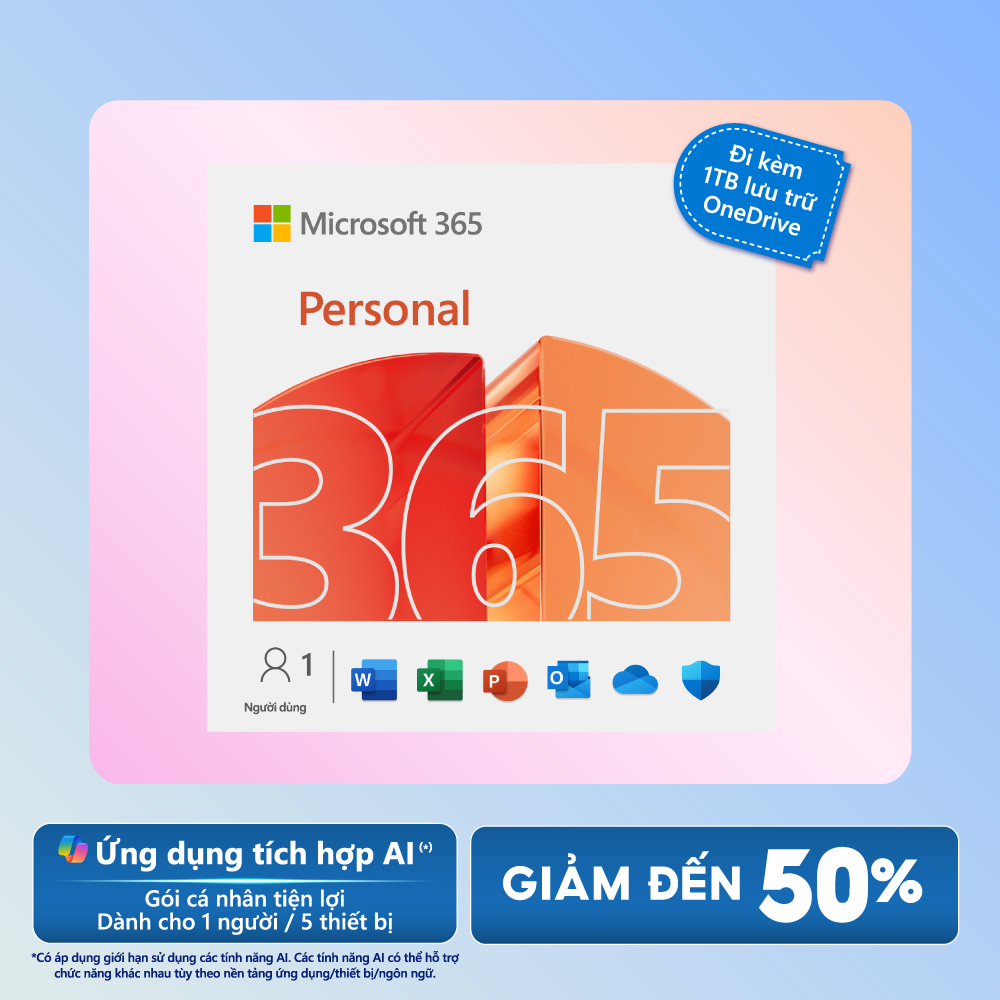 [ KEY GIA HẠN hoặc MUA MỚI ] Phần mềm Microsoft 365 PERSONAL | Dành cho 1 người | 12 tháng | 5 thiết