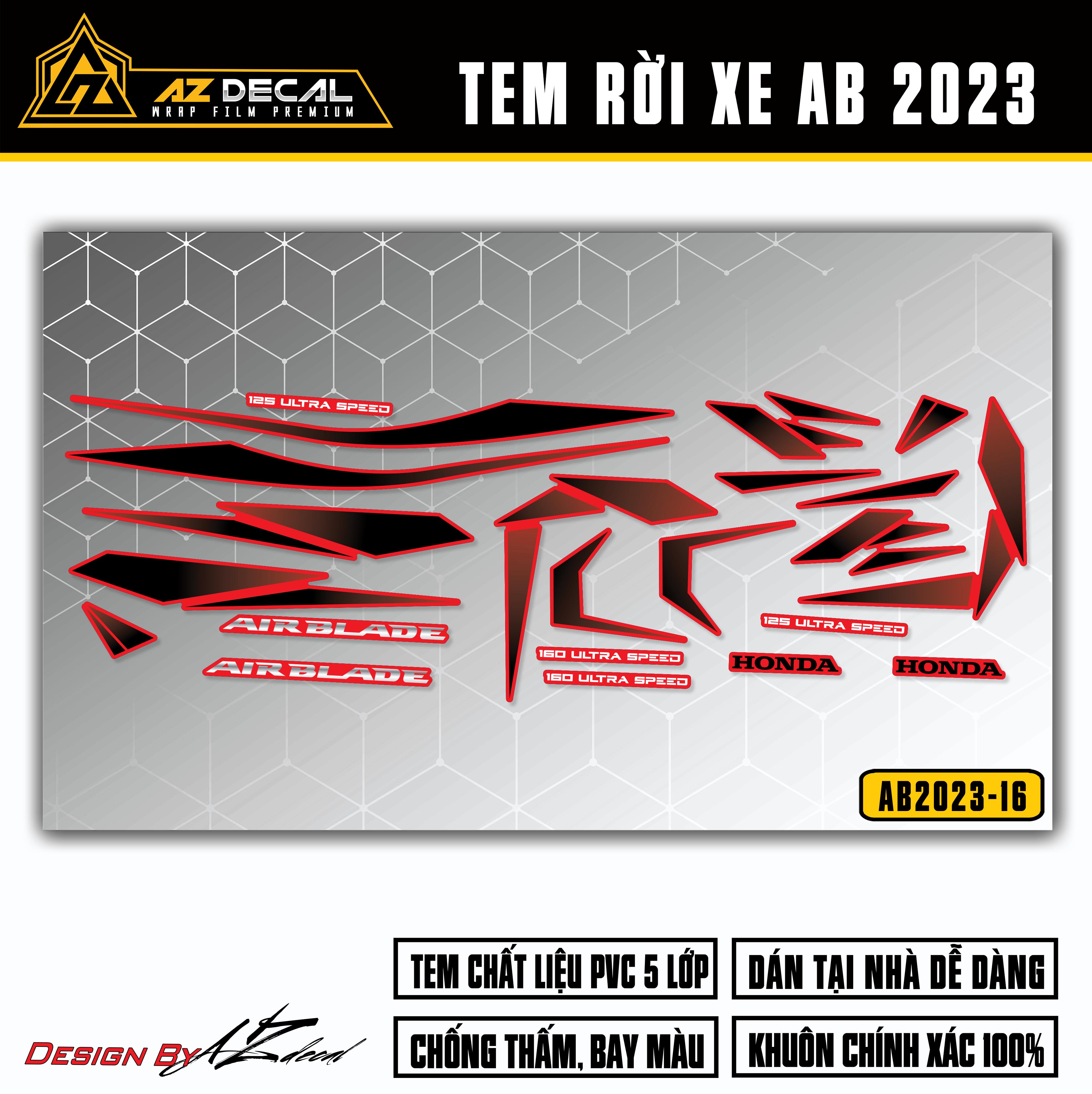 Tem AirBlade 2023 Thiết Kế Gradient | AB2023-16 | Team Decal Hình Dán Xe Máy AB Air Blade 125 160 Xa