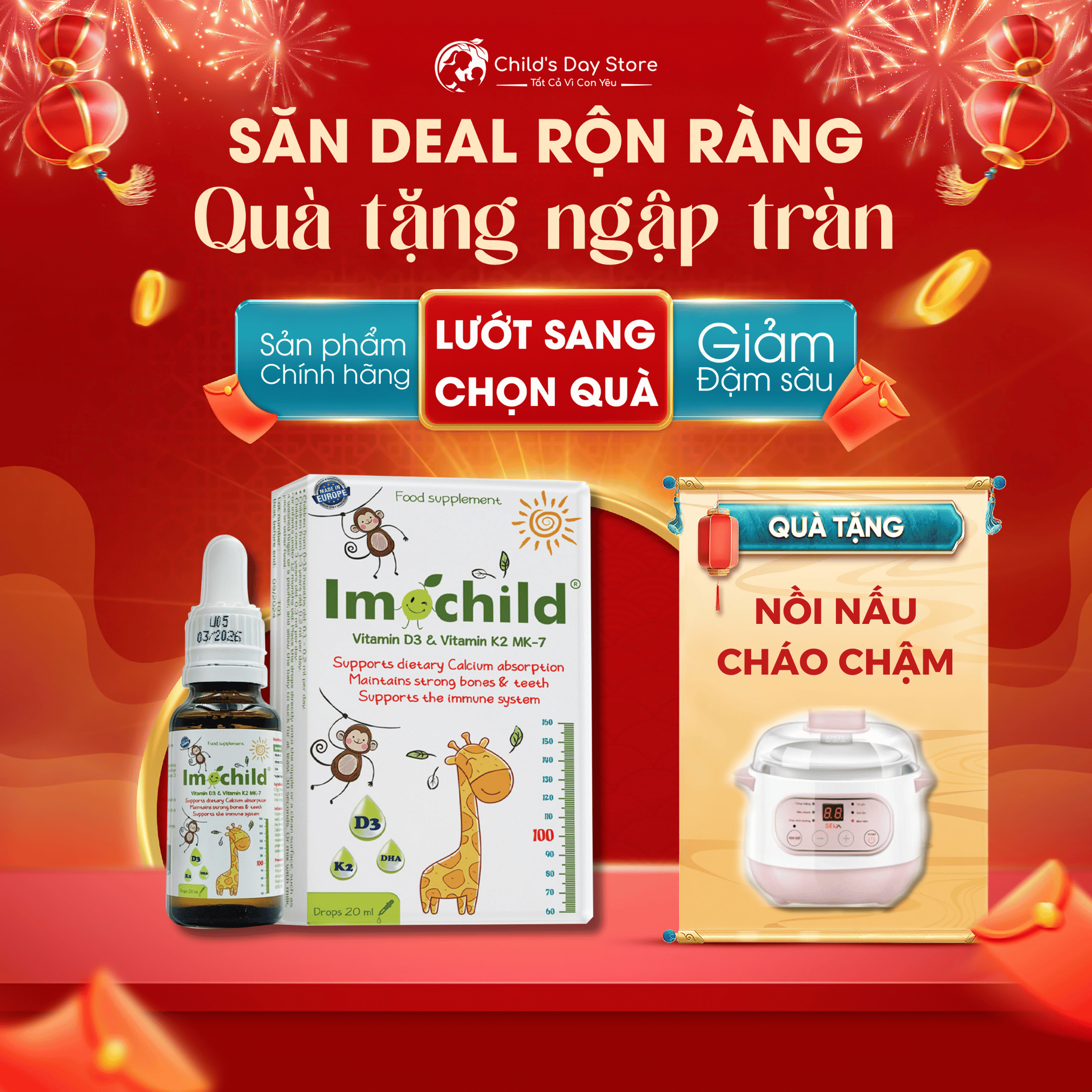 Siro bổ sung Vitamin D3K2 Absorbcal Imochild lọ 20 ml ⚡HÀNG CHUẨN⚡Giúp xương răng chắc khoẻ cho bé-C