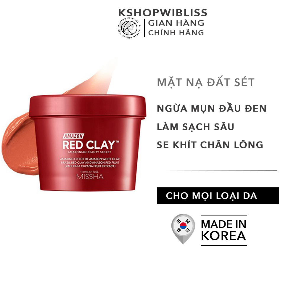 Mặt Nạ Đất Sét Giảm Mụn Đầu Đen Làm Sạch Missha Amazon Red Clay Pore Mask 110Ml