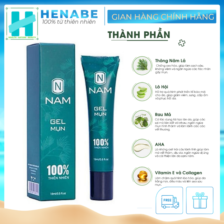 [Hcm - Freeship] Gel Ngừa Mụn Nam 15Ml Giảm Mụn Viêm Thâm Đầu Đen Dưỡng Ẩm Chống Lão Hóa Làm Săn Đàng Hồi Da Trị Mụn Không Để Lại Vết Thâm Sẹo Hiệu Quả Sau 7 Ngày - Henabe
