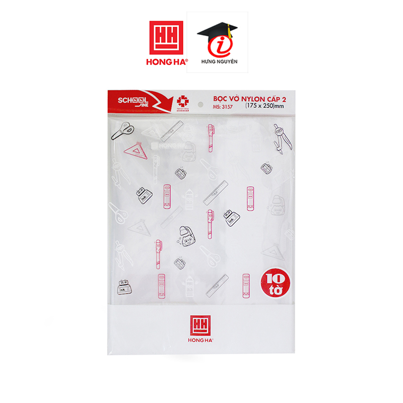 Bọc vở Ni lông cấp II Hồng Hà 175x250mm - 3157 - Tập 10 cái