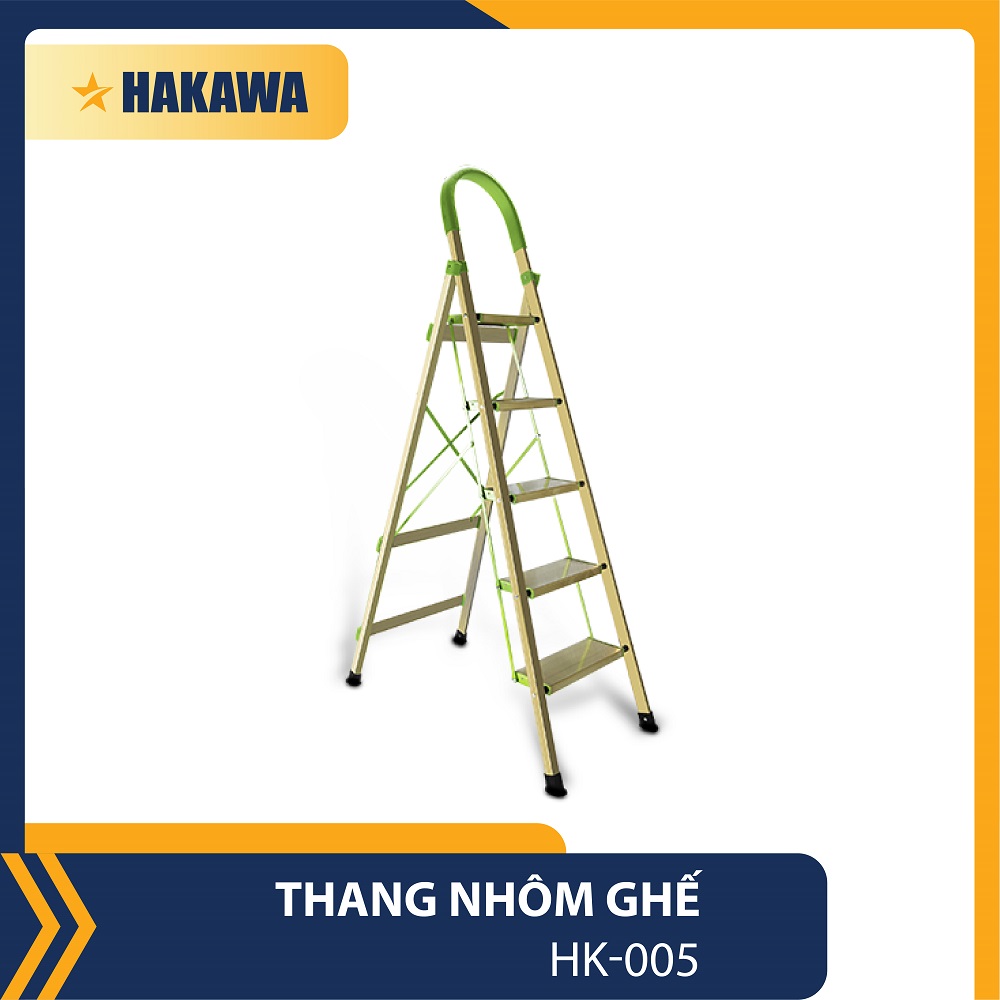 THANG NHÔM GHẾ GIA ĐÌNH 5 BẬC XẾP GỌN CAO CẤP HAKAWA HK-005 - HÀNG CHÍNH HÃNG - BẢO HÀNH 2 NĂM