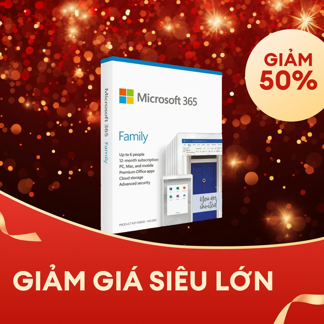 Phần mềm Microsoft 365 Family 01 năm 01 tài khoản 5 thiết bị - Giấy phép chia sẽ