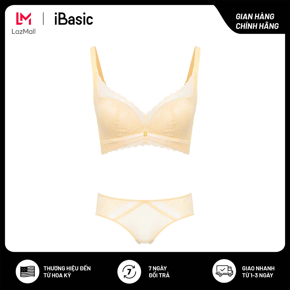 Bộ đồ lót nữ iBasic áo ngực có gọng mút mỏng ren cup T-Shirt BRAW132 và PANW132