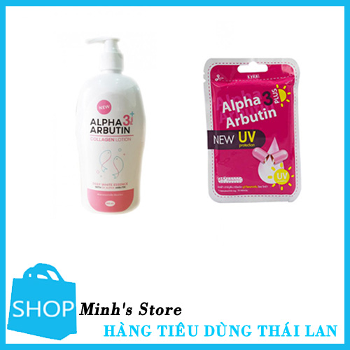 [Hcm]Combo Bộ Sữa Dưỡng Thể Chống Nắng Kích Trắng Alpha Arbutin 3 Plus