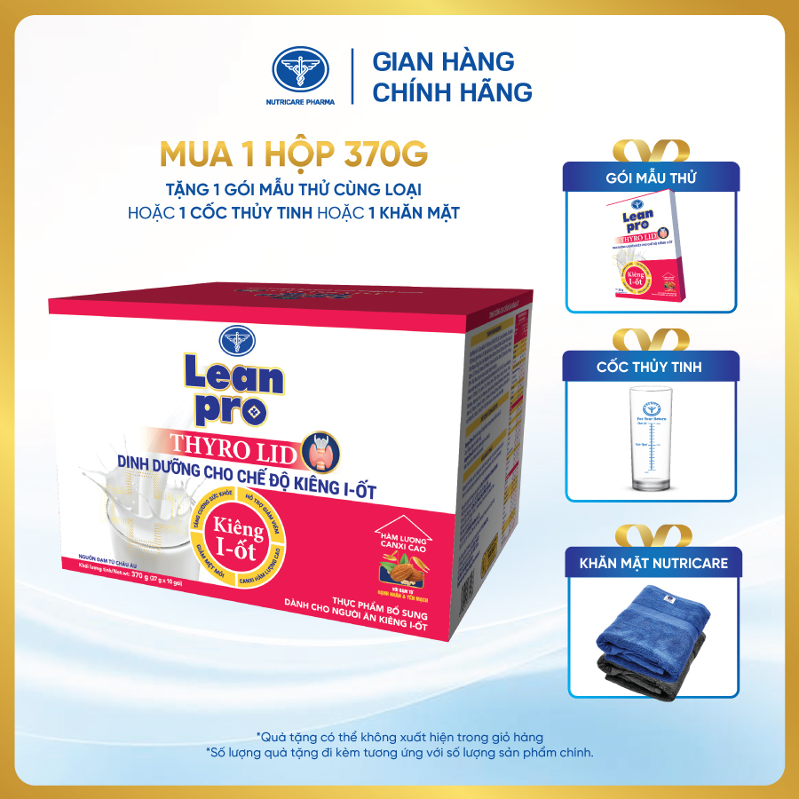 Hộp sữa Leanpro Thyro LID 370g (10gói x 37g) - Dinh dưỡng kiêng I-ốt cho bệnh uyến giáp