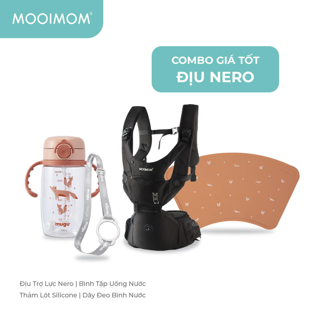 [CHÍNH HÃNG] MOOIMOM Địu Ngồi Cho Bé Trợ Lực Cao Cấp Siêu Nhẹ Cho Mẹ Lightweight H7001