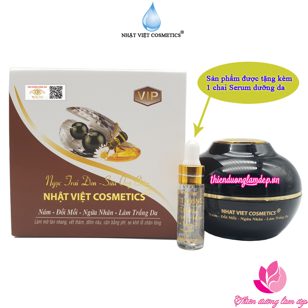 Kem Nám Đồi mồi Ngừa nhăn cao cấp Ngọc Trai Đen – Sữa Ong Chúa NHẬT VIỆT 30g (Tặng kèm 1 chai serum 5ml)