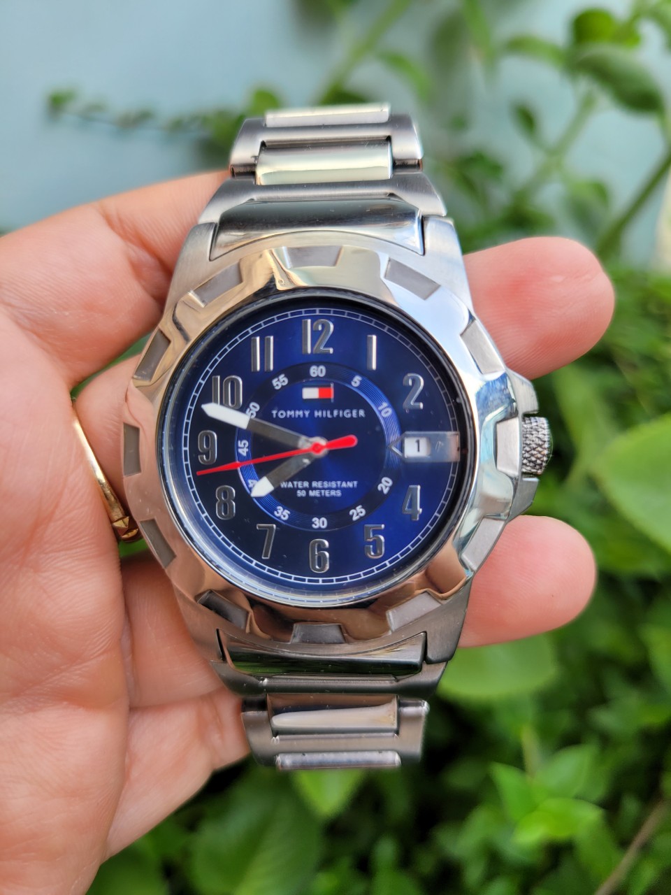 Đồng hồ nam cao cấp hiệu Tommy Hilfiger đồng hồ si Nhật mặt tròn màu xanh size mặt 44mm cả núm HCM