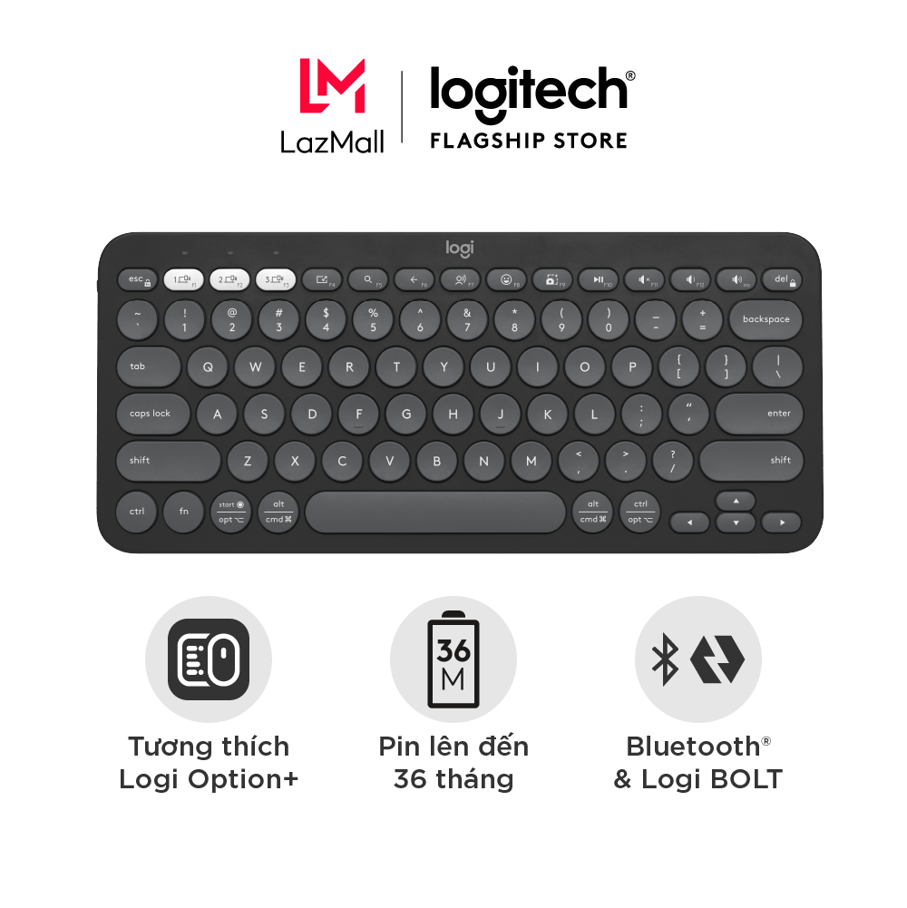 Bàn phím không dây Bluetooth Logitech K380 | Logitech K380s - Kết nối 3 thiết bị giảm ồn gọn nhẹ dễ 