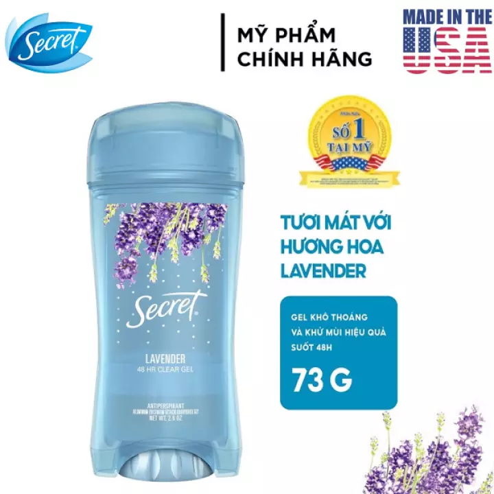 [Usa] Lăn Khử Mùi Nữ Secret Clear Gel Luxe Lavender 73G Ngăn Mồ Hôi - Mỹ