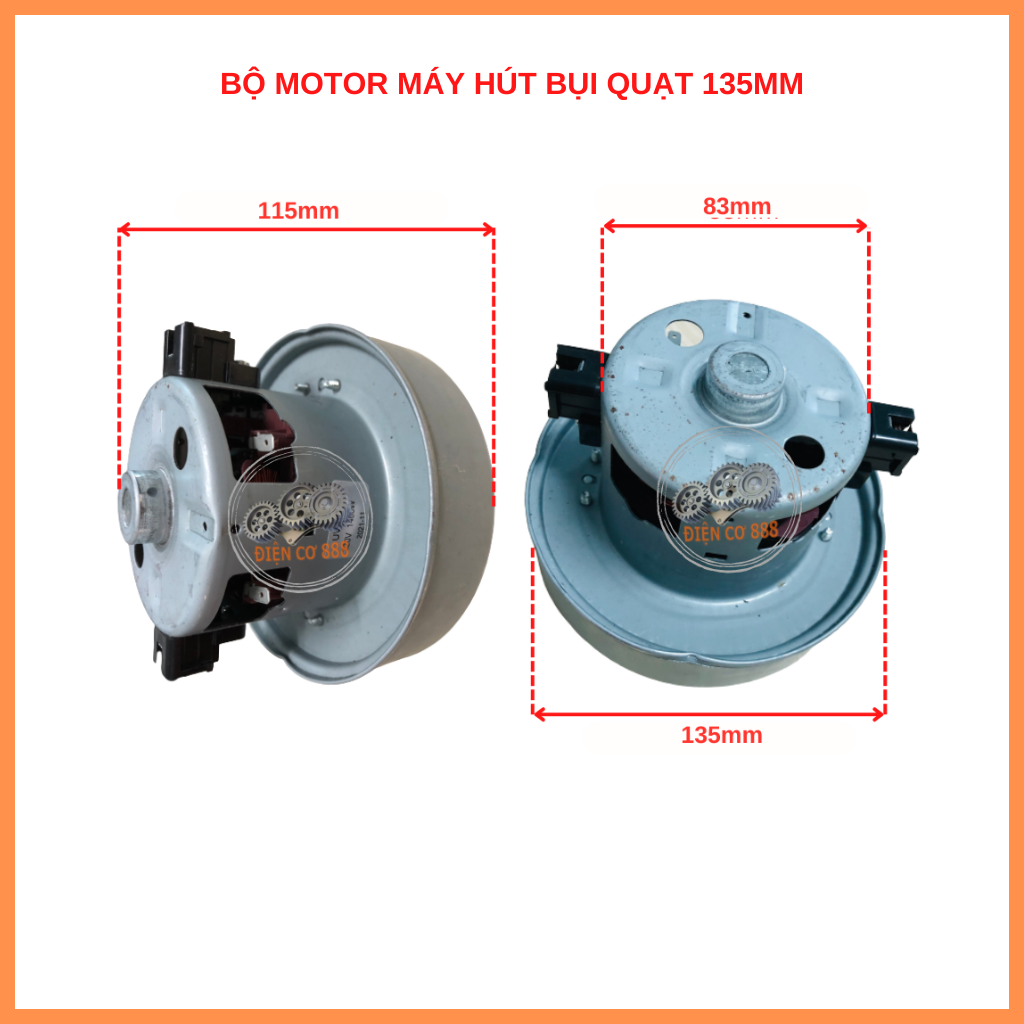 Motor máy hút bụi 1400W Ụ Quạt rộng 135mm 220V - 100% dây đồng