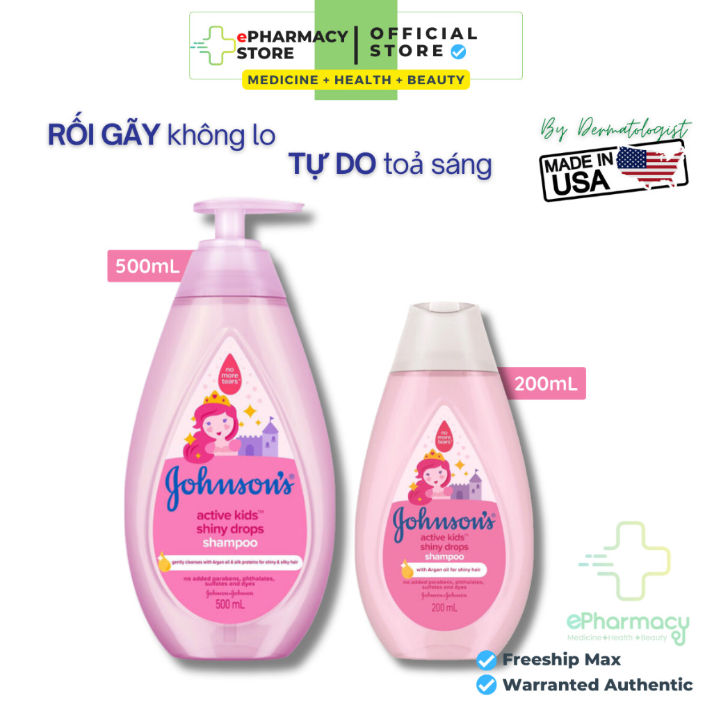 Johnsons Baby Shampoo Active Kids Soothing & Gentle Formula Hypoallergenic 200mL/500mL/800mL