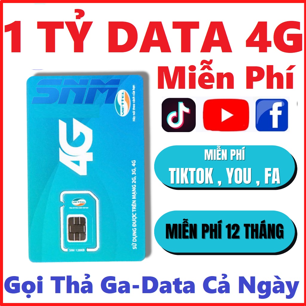 [ Miễn phí sử dụng 1 năm ] Sim 4G Viettel trọn gói 1 năm Không Giới hạn dung lượng  tốc độ cao data 