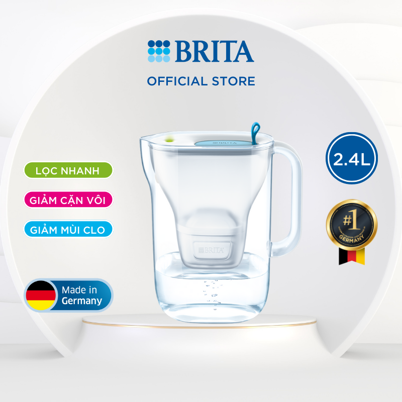Bình lọc nước BRITA Style Blue 2.4L (có sẵn 1 lõi lọc Maxtra+ &amp; SmartLight) - Thương hiệu đến từ Đức