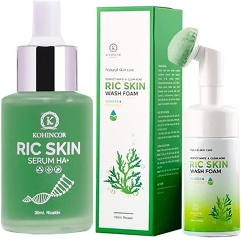 Combo Serum Ric Skin Và Sữa Rửa Mặt Ric Skin Loại Bỏ Nám Tàn Nhan Mụn Dưỡng Trắng Da