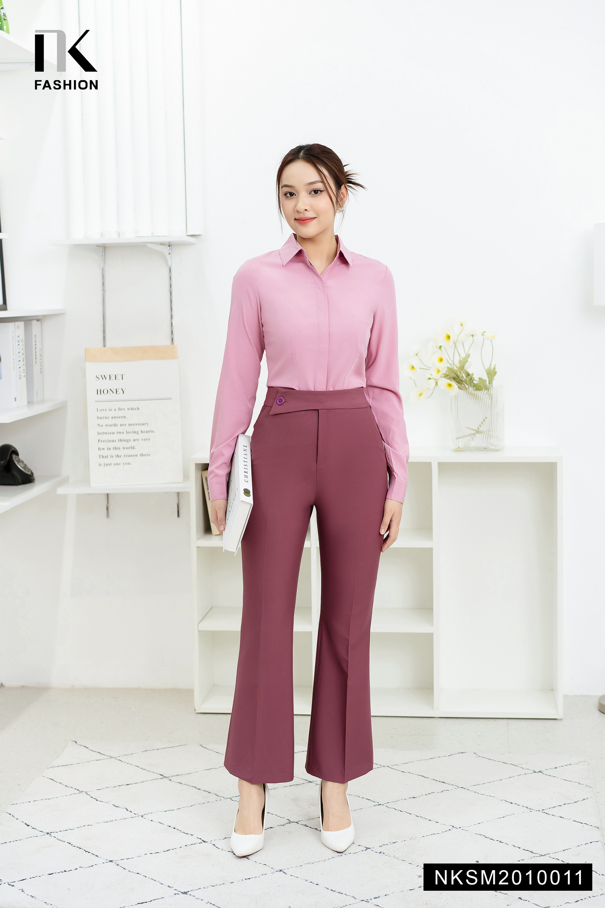 Áo Sơ Mi Nữ Dài Tay Công Sở NK FASHION NKSM2010011 Chất Liệu Vải Hàn Mềm Mát Thoáng Mát Dễ Chịu Cho 