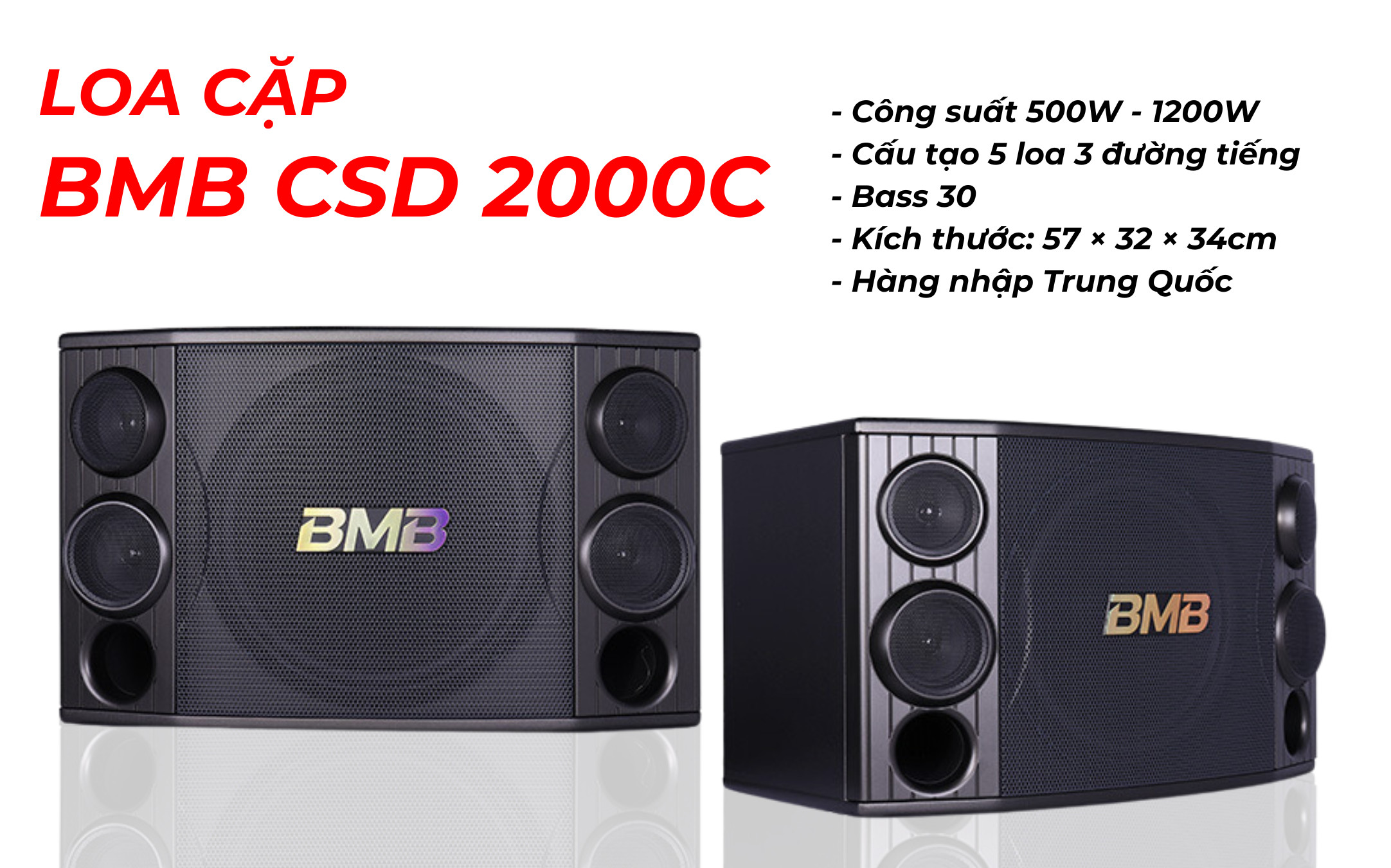 Cặp Loa Dàn BMB 2000C Nhập Khẩu - Loa 3 Đường Tiếng Âm Thanh Trong Trẻo Bass Siêu Mạnh Dễ Dàng Kết N