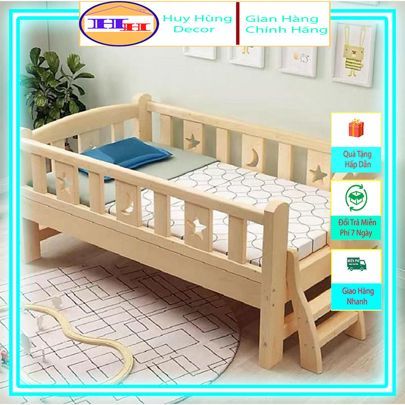Giường ngủ cho bé bằng gỗ thôngGiường ghép trẻ em với bố mẹ
