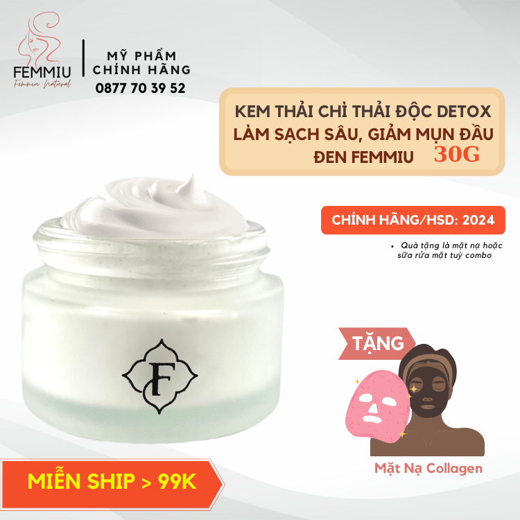 [Chính Hãng Freeship] Bộ Kem Hút Nám Thải Chì Femmiu 30Gr Tặng Mặt Nạ Collagen