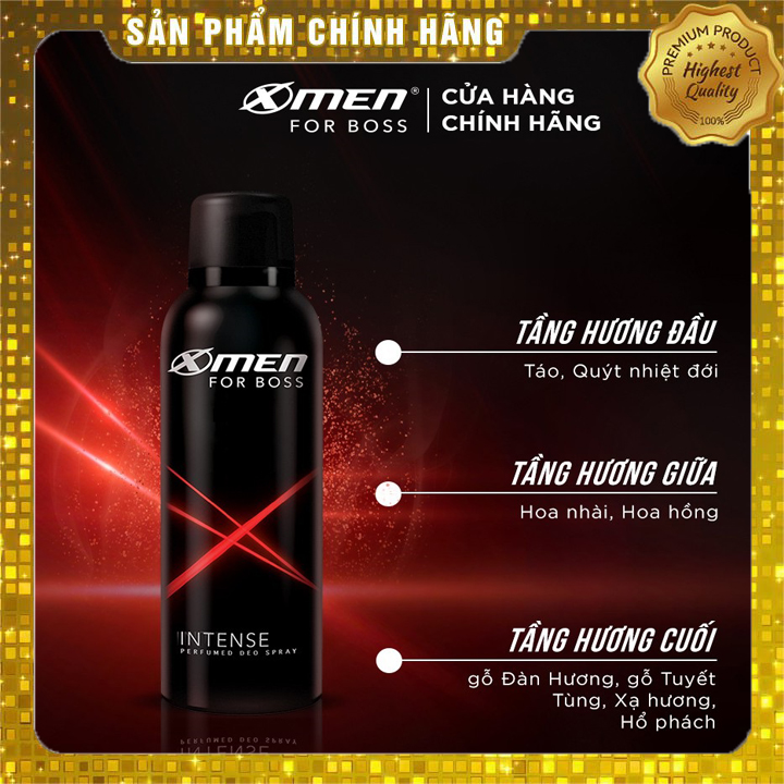 Xịt Khử Mùi Xmen For Boss Intense Mùi Hương Năng Động Phóng Khoáng 150Ml Giá Vừa Thơm Lâu