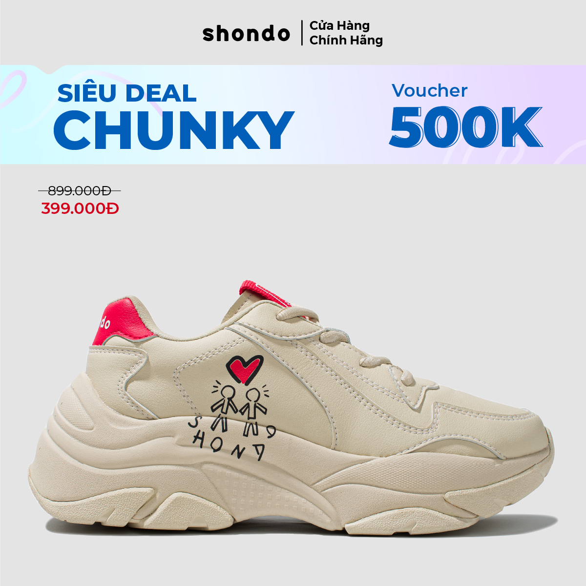[Voucher 500k] [Nên tăng 1 size] Giày Shondo Chunky S1 Match Be CHN2626