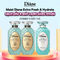 Combo dầu gội xả sạch dầu và dưỡng ẩm da đầu Moist Diane Extra Fresh & Hydrate Tinh Dầu Thiên Nhiên 450ml*2