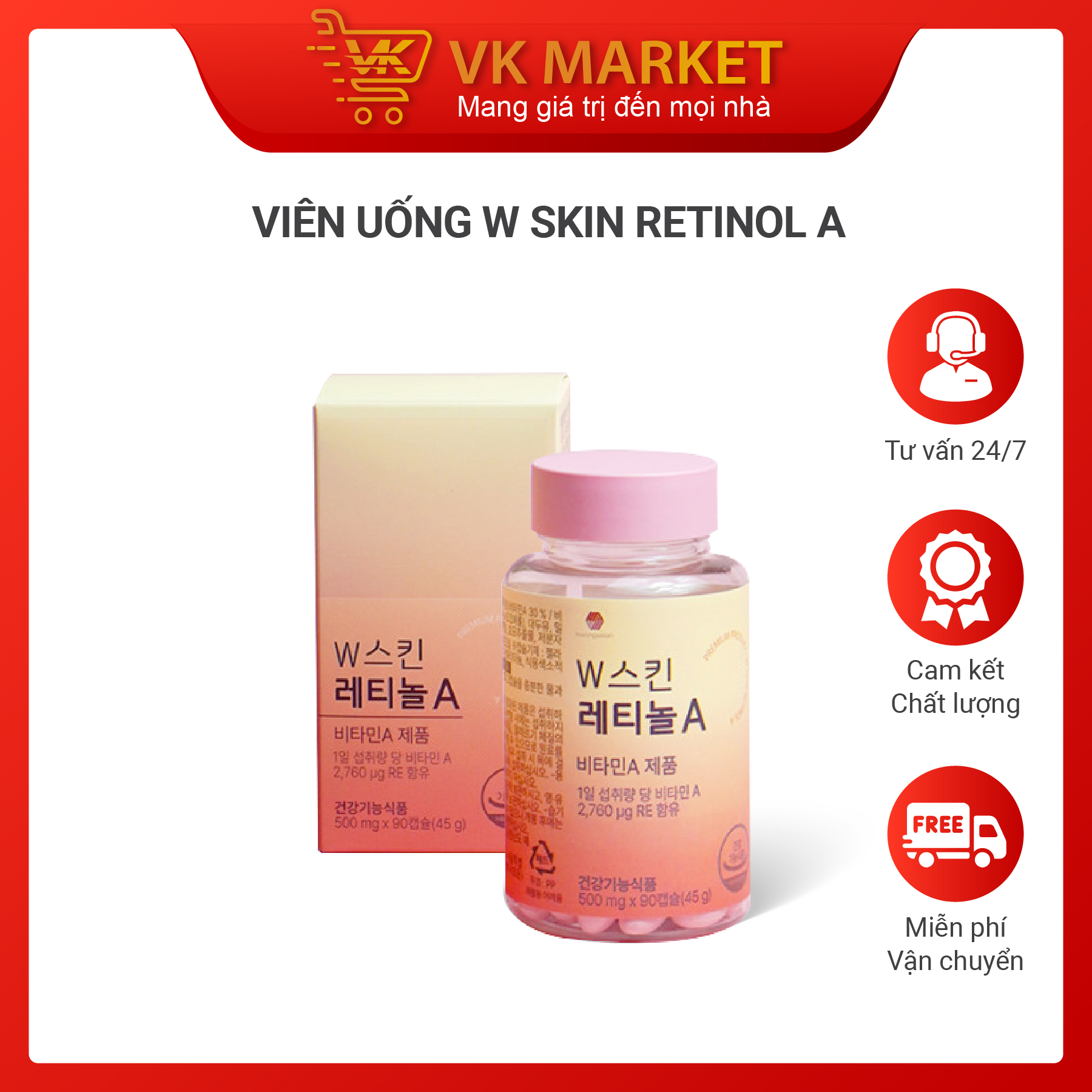 Viên uống Retinol (Kwangwoon) Lọ 90 Viên - Wangji