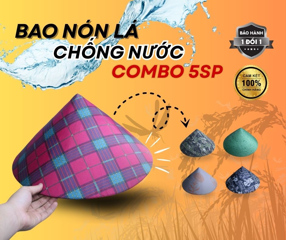 (Combo 5 cái màu ngẫu nhiên) Bao vải dù bọc nón lá miếng bảo vệ nón lá chống thấm nước tốt giúp nón 