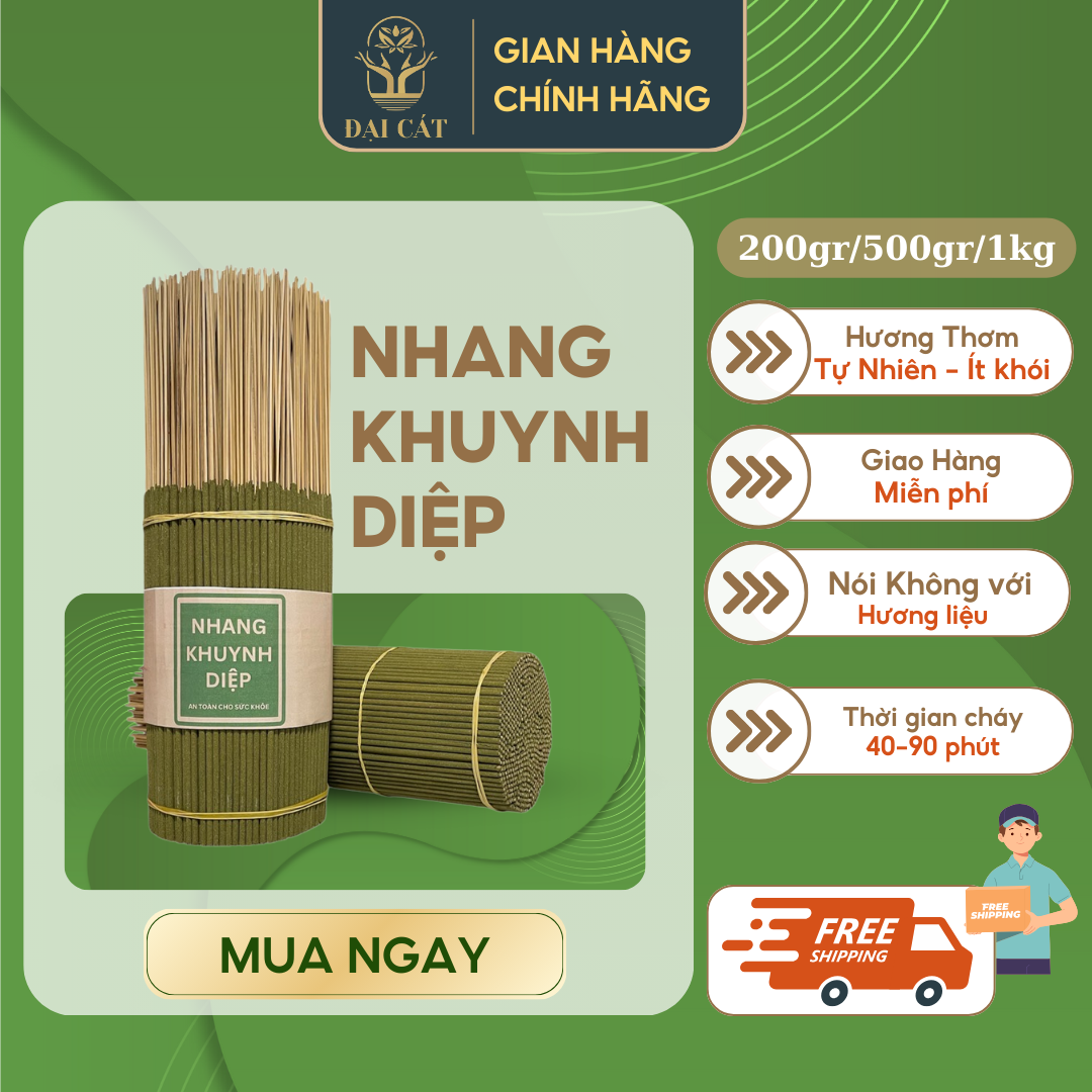 500GR Nhang Khuynh Diệp ĐẠI CÁT Nhang Sạch Cao Cấp Hương Thơm Thanh Mát Thanh Lọc Không Gian