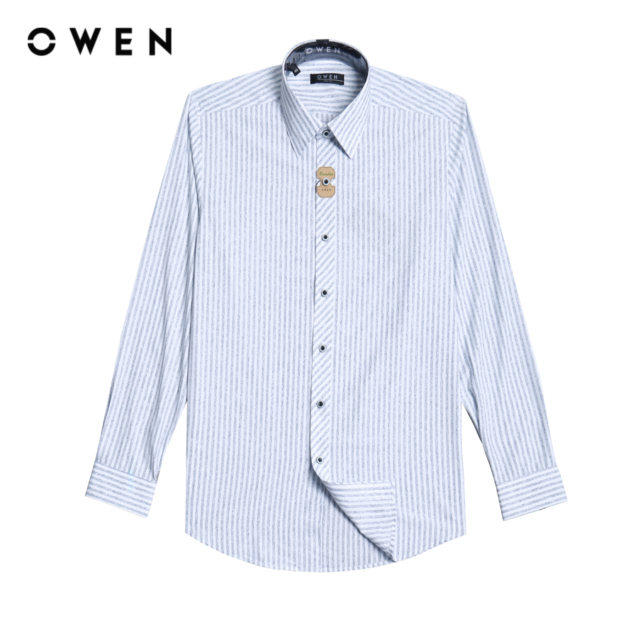 OWEN - Áo sơ mi dài tay Slim Fit AS220897D màu Navy chất liệu Bamboo